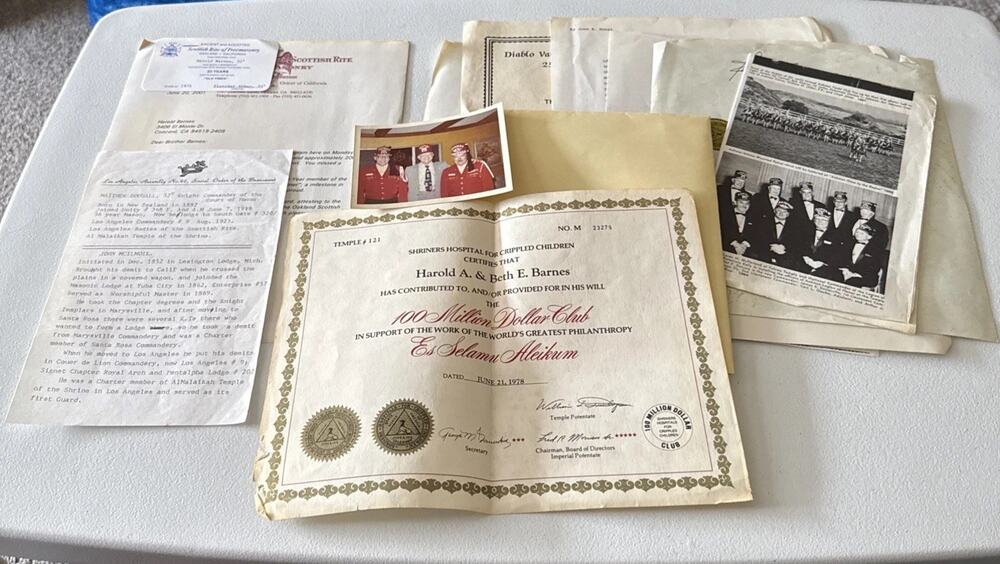 Masonic Member Membership Ephemera Lot Oakland CA Vintage